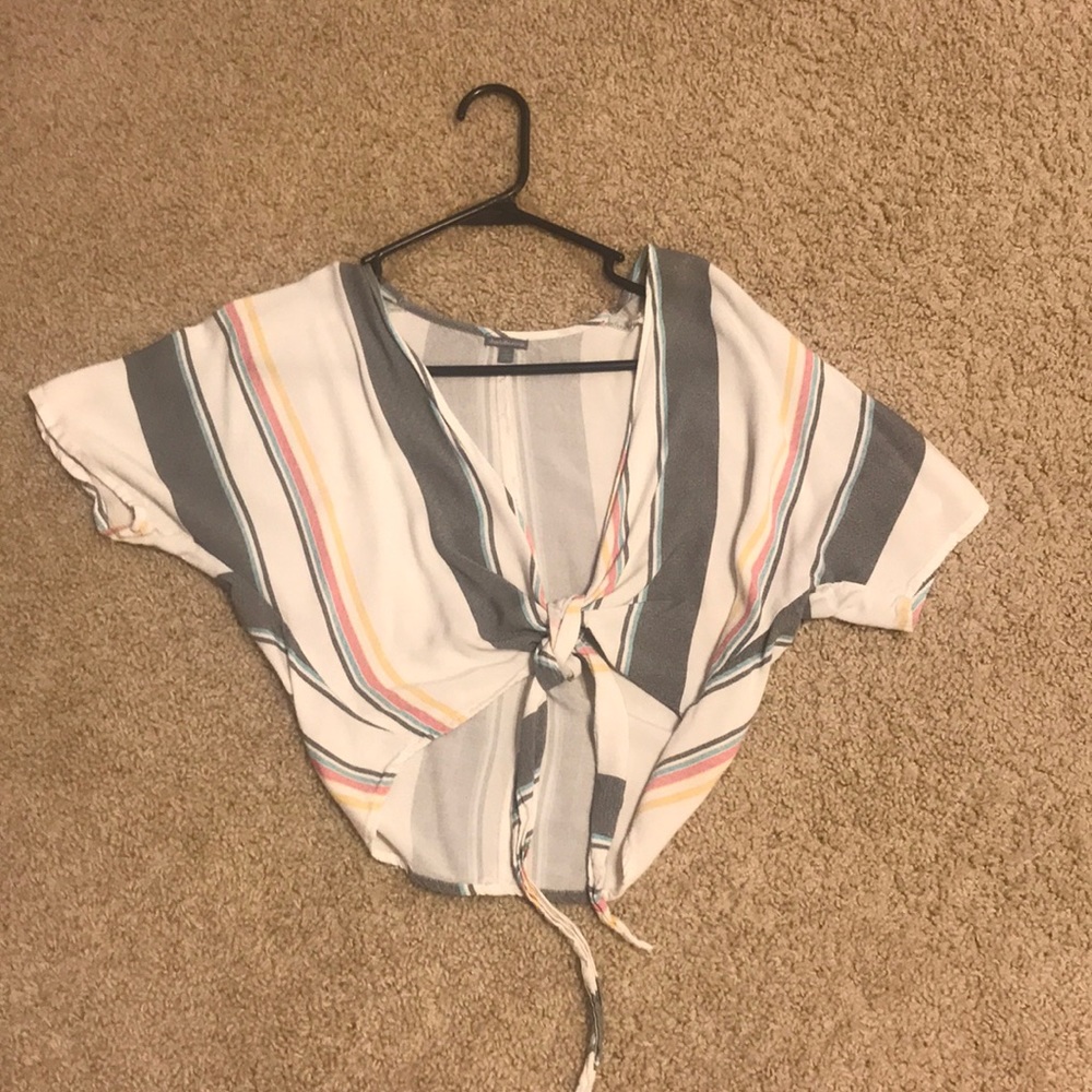 Striped tie crop top